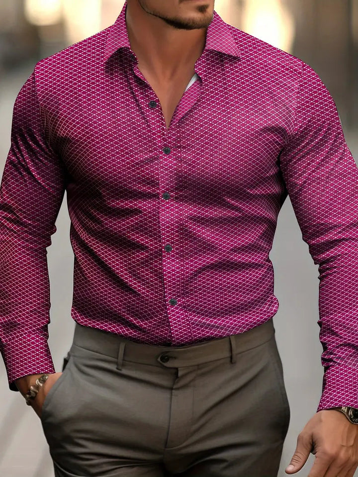Elegantes Herrenhemd mit stilvollem Karomuster, ideal für Business & Casual. Modernes Langarmhemd für komfortable Bürokleidung.