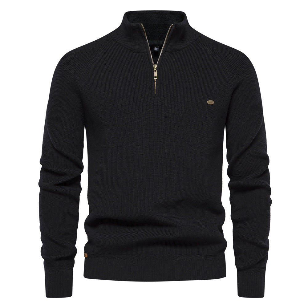 Moderner Herren Halb-Reißverschluss Strickpullover Mateo. Vielseitig für Casual und Business Casual.