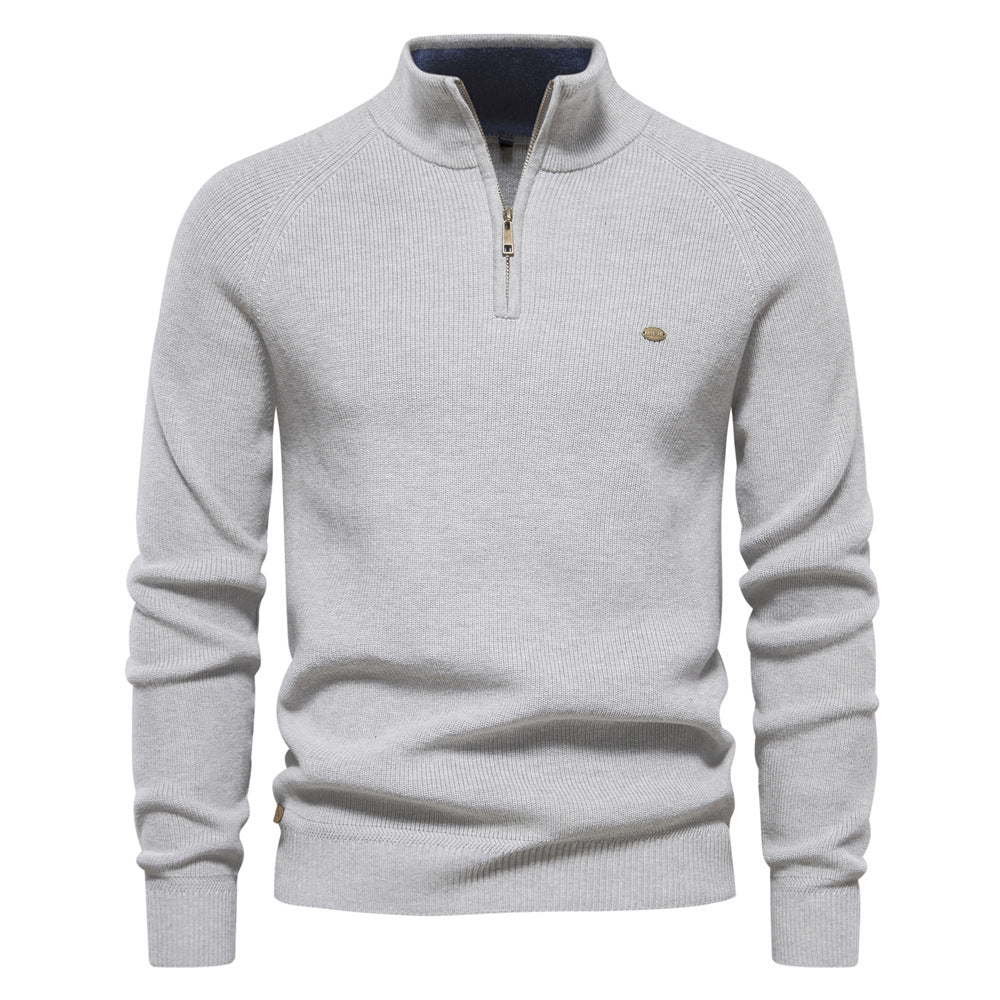 Gemütlicher Herren Strickpullover mit Halb-Reißverschluss. Ideal für den Übergang und die Wintermode.