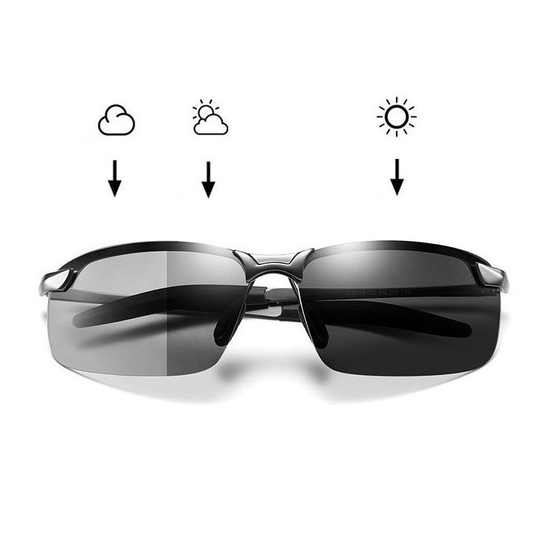 Dynamische polarisierte Sportbrille für Herren & Damen, photochrom, mit UV400 Schutz gegen Blendung beim Autofahren.