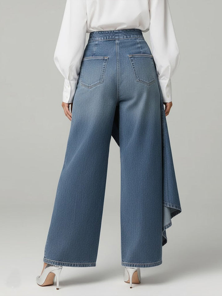 Elegante Damen Freizeithose: High Waist, weites Bein, asymmetrischer Schnitt; ideal für Fashion Statements.