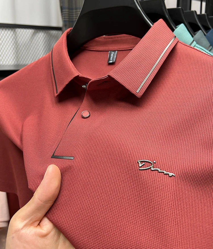 Herren Luxus Poloshirt Kurzarm mit glitzernden Diamanten für stilvolle Sommerauftritte.