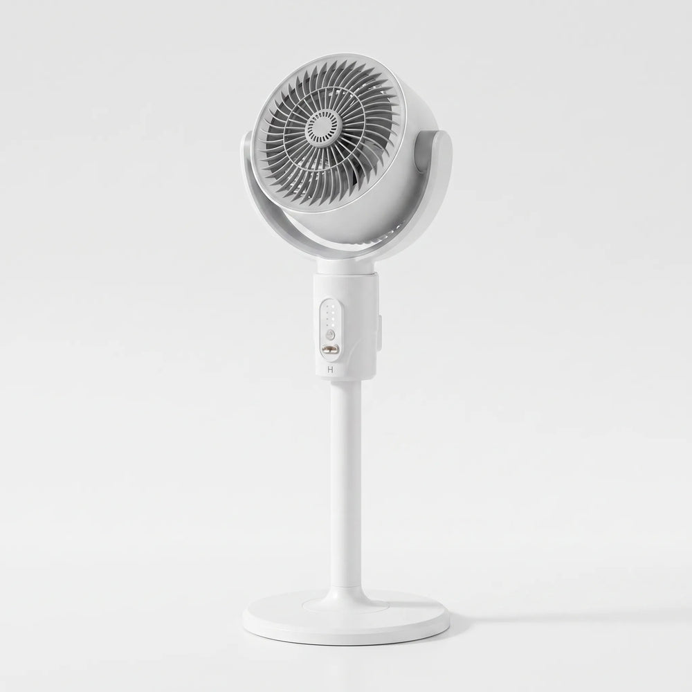 Detailansicht des Bedienfelds vom Standventilator: Leistungsstufen, Oszillation und Timer für individuelle Kühlung.