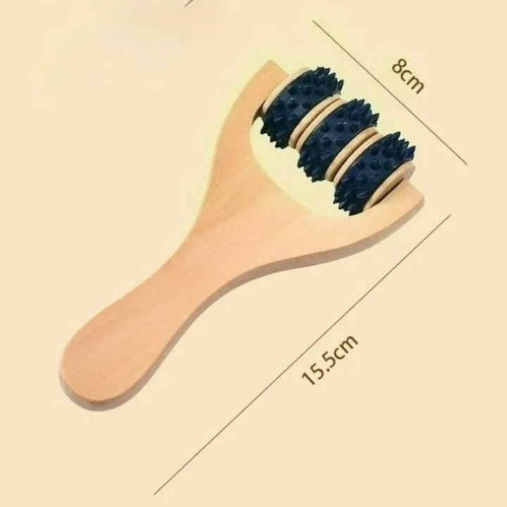 Natürliches Holz-Massagegerät zur Förderung der Muskelentspannung und des allgemeinen Wohlbefindens.