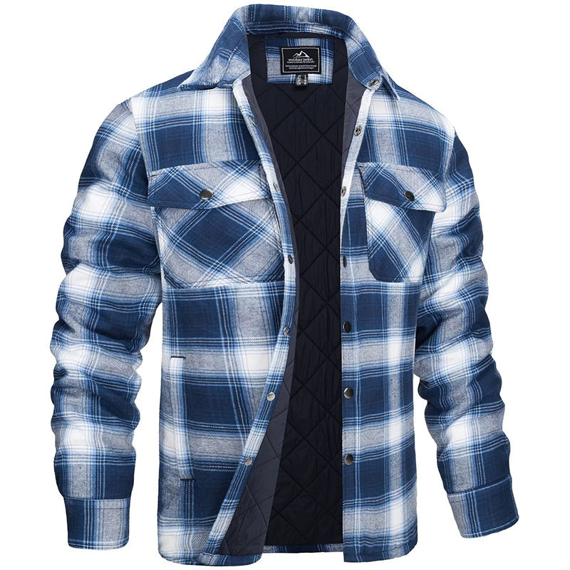 Karierte Herren Holzfäller Jacke, gefüttert, für Herbst & Winter. Robuste Outdoor- & Freizeitjacke für Männer.