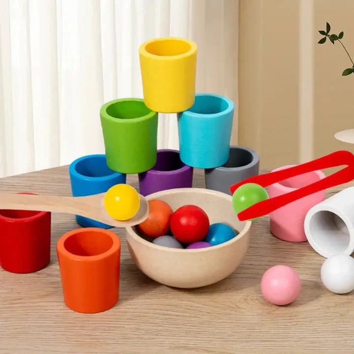 Lernspielzeug Montessori: Holz Farbsortierspiel zur Entwicklung von Konzentration & logischem Denken.
