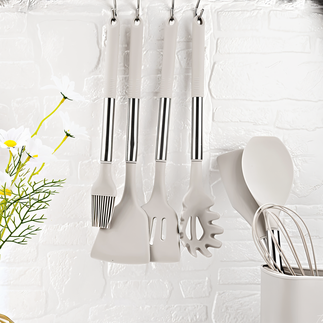 Culinara Pro Premium 12-teiliges Silikon Küchenutensilien-Set, antihaft & hitzebeständig.