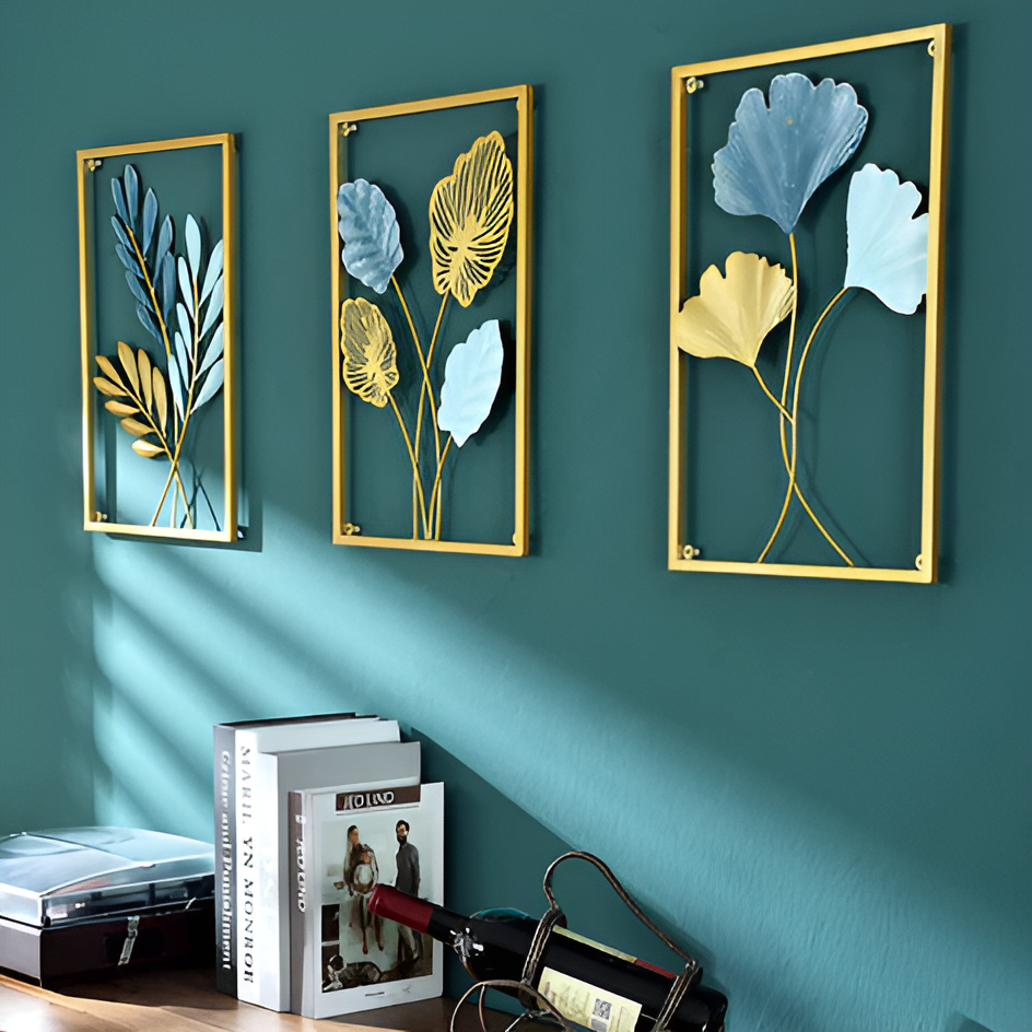 Elegante nordische Blatt-Wandkunst, modernes Wandornament für stilvolle Wohnkultur. Naturinspiriert.