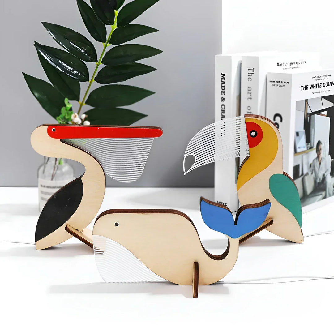 WildGlow Tier-Tischlampe für Kinder, magisches Nachtlicht, Holzlampe für Kinderzimmer Dekoration.