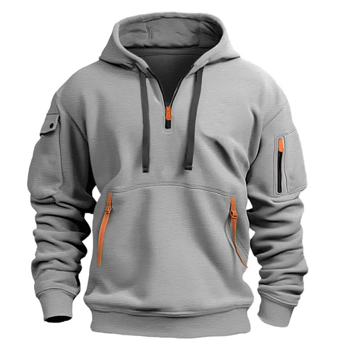 Herren Hoodie mit Ärmelfach & Reißverschlusstaschen. Bequem & lässig für Alltag und Freizeit.