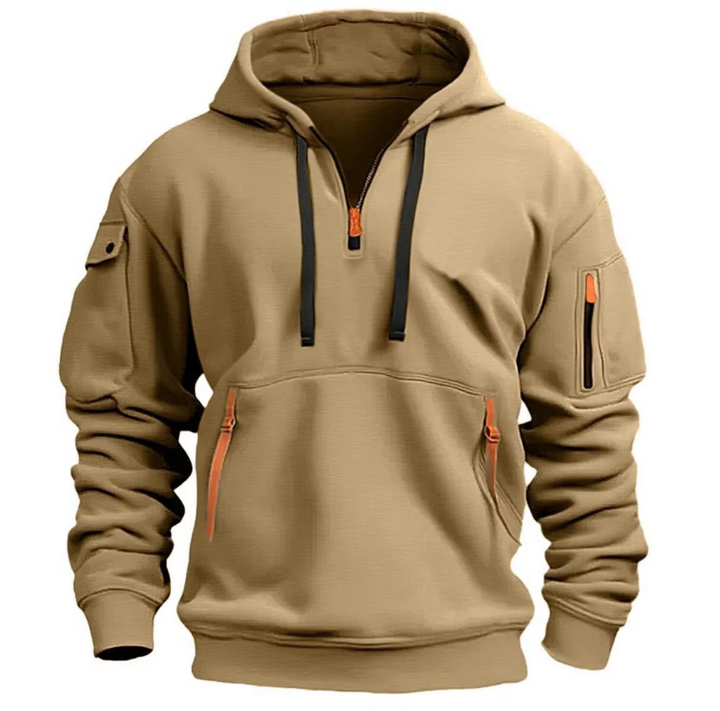 Bequemer Herren Kapuzenpullover mit Kapuze & Reißverschlusstaschen. Ideal für Freizeit & Sport.