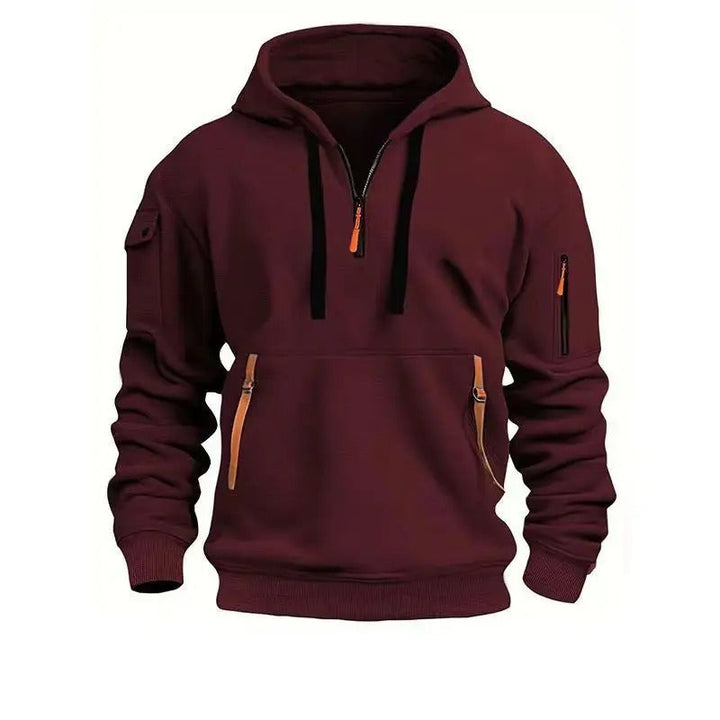Herren Kapuzenpullover im lässigen Design mit praktischen Reißverschlusstaschen. Perfekt für Männer.