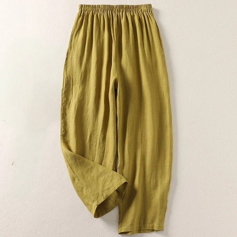 Moderne Damen Hose mit Elastikbund & weitem Relaxed Fit Bein. Komfortable Sommerhose für Damencasual Outfits.