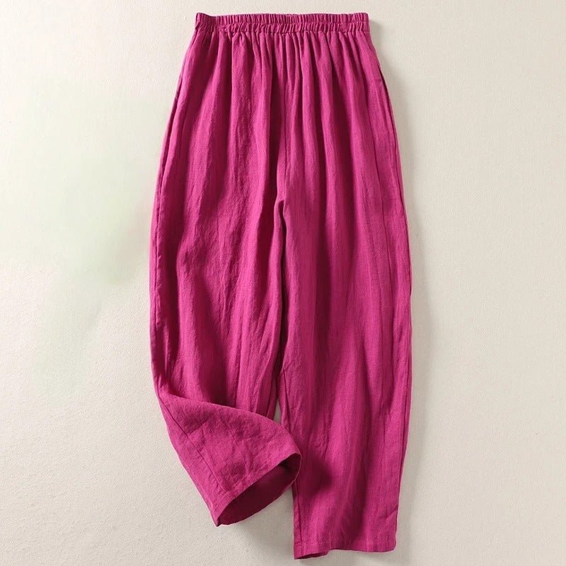 Komfortable Damen Hose mit Elastikbund und weitem Schnitt. Bequeme Relaxed Fit Sommerhose, ideal für Freizeit.