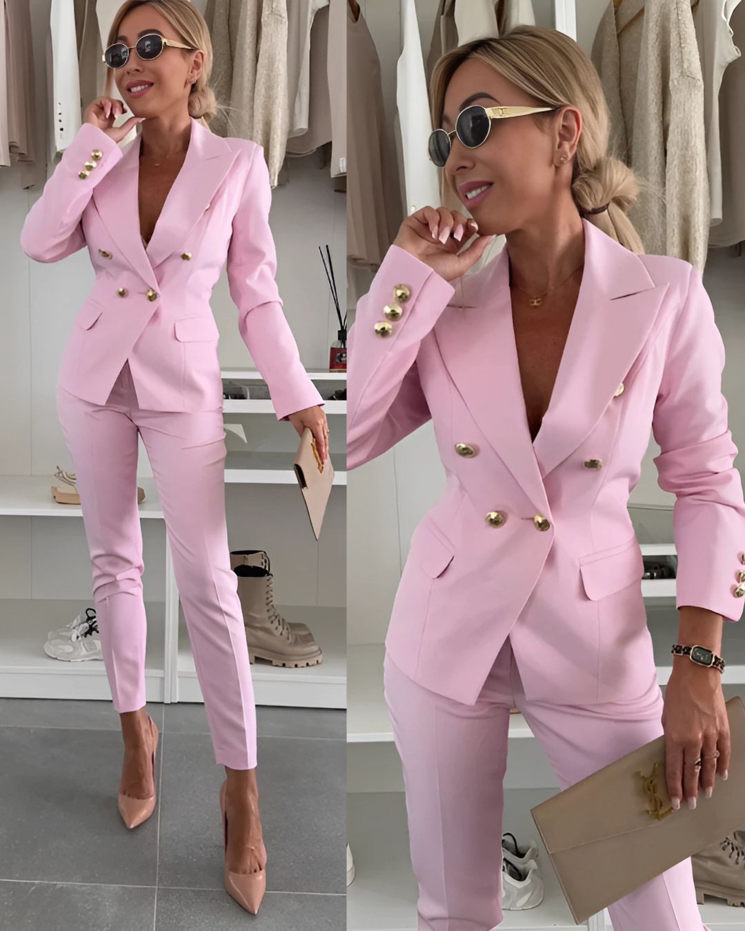 Stylischer Damen Business Hosenanzug, ein vielseitiges Anzug Set für Beruf und elegante Mode.