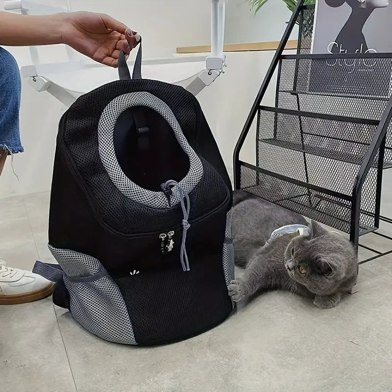 Tierrucksack aus strapazierfähigem Material, atmungsaktiv, mit verstellbaren Gurten für kleine Hunde & Katzen.