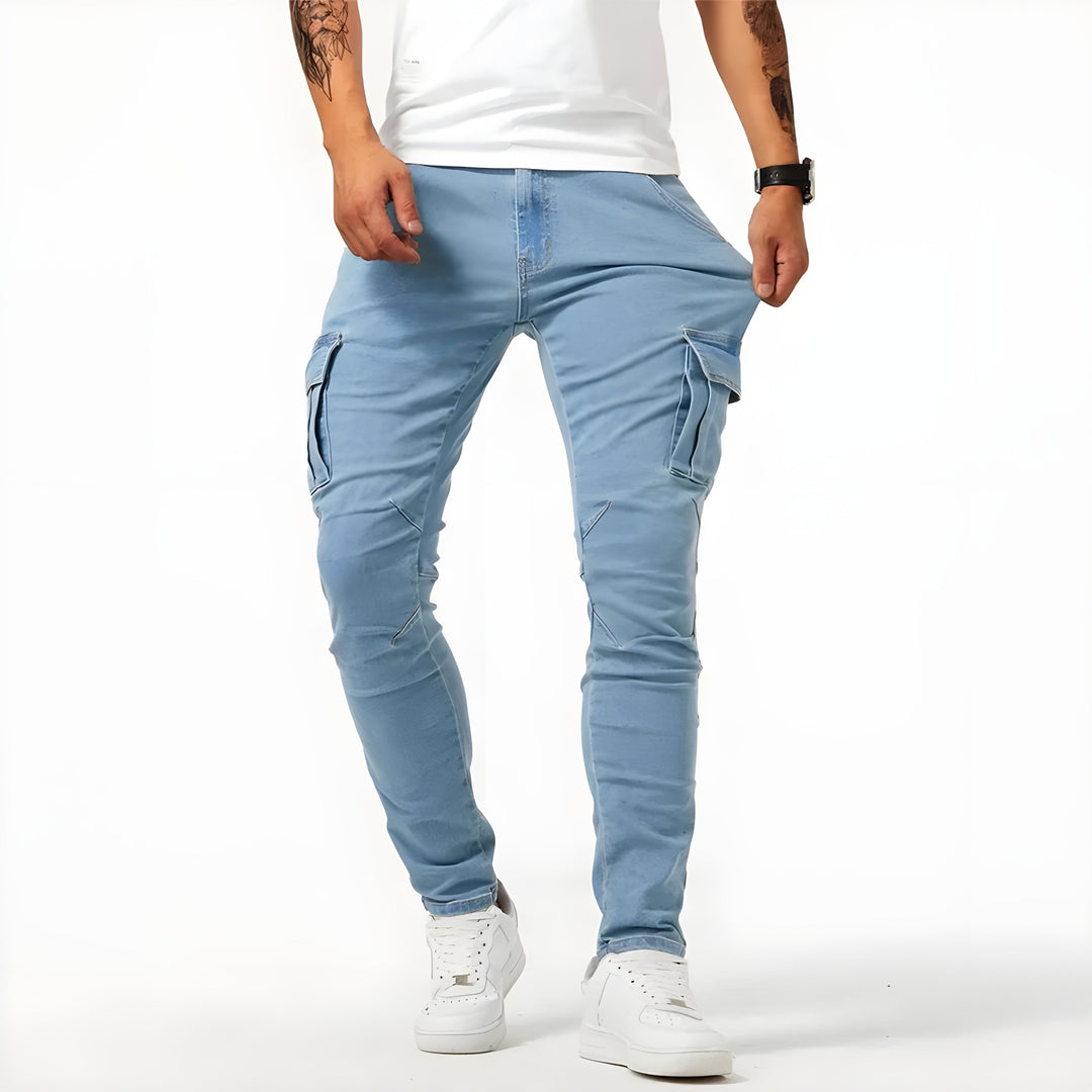 Stylische Slim Fit Cargohose Tim für Herren, in Beige, ideal für einen entspannten, trendigen Look.