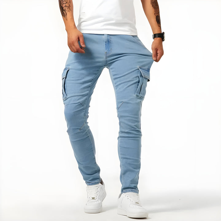 Stylische Slim Fit Cargohose Tim für Herren, in Beige, ideal für einen entspannten, trendigen Look.