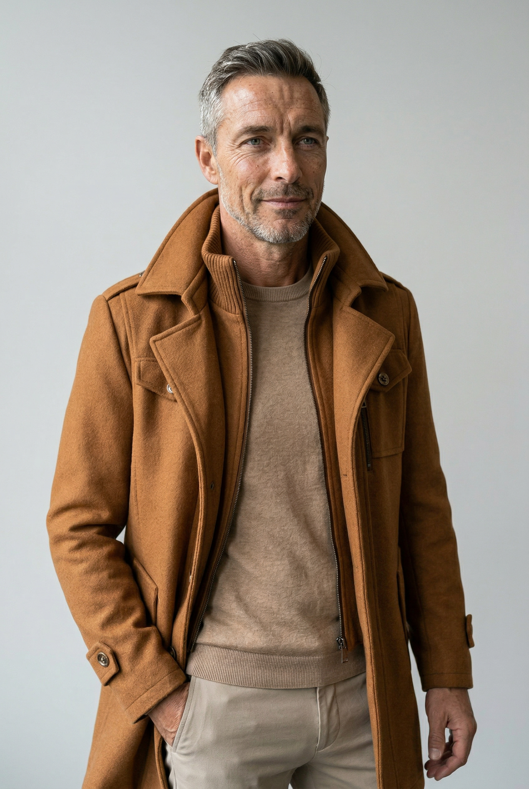 Dunkelgraue warme Herren Winterjacke, perfekt für Outdoor & Alltag.