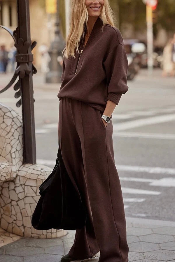 Modernes weißes Damen Loungewear Set – eleganter Zweiteiler aus weichem Stoff für Casual Chic.