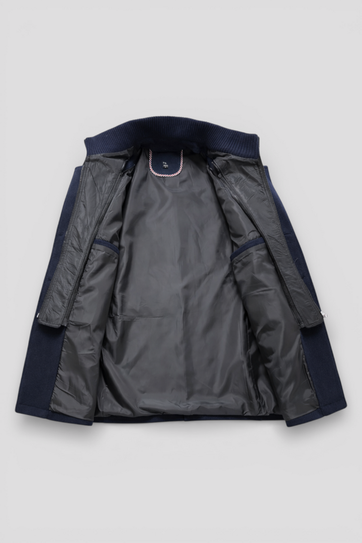 Graue langärmlige Herren Herbstjacke, robust und winddicht.