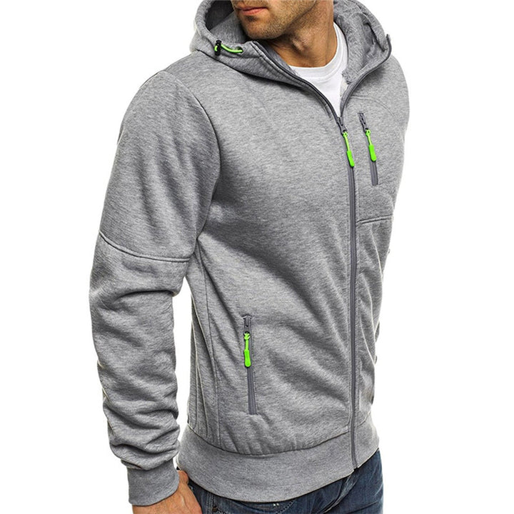 Komfortabler Herren Zip-Hoodie mit Kapuze & Kordelzug, ideal für kühle Tage als Alltagsmode.