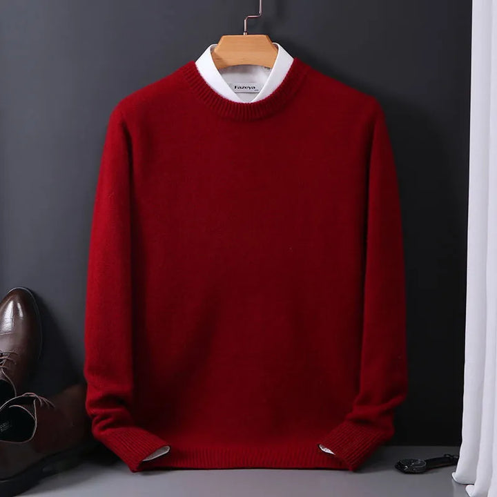 Zeitloser Herrenpullover Oliver aus Kaschmir. Vielseitiges Basic-Oberteil für elegante Herbst- & Wintermode.