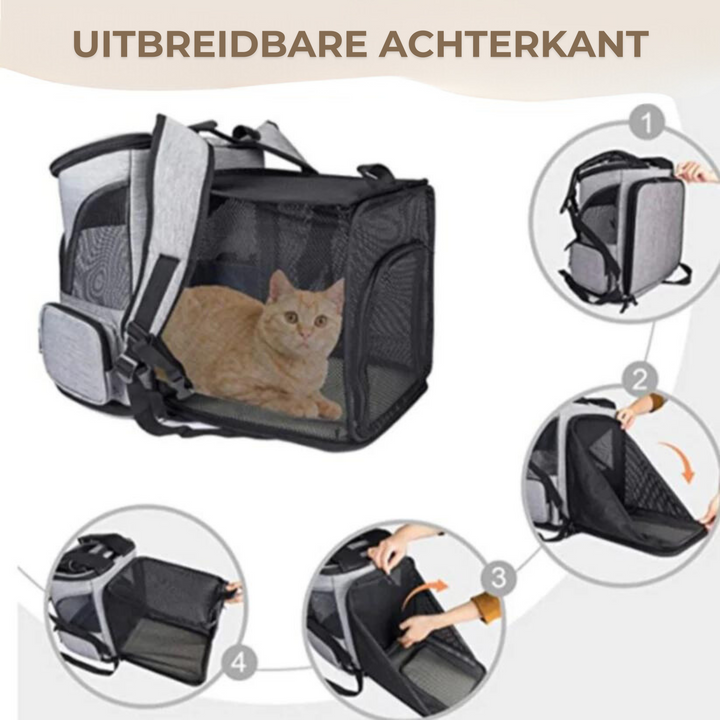 Katzenrucksack PurrPack™ mit transparentem Fenster: Katze kann Welt beim Transport beobachten.