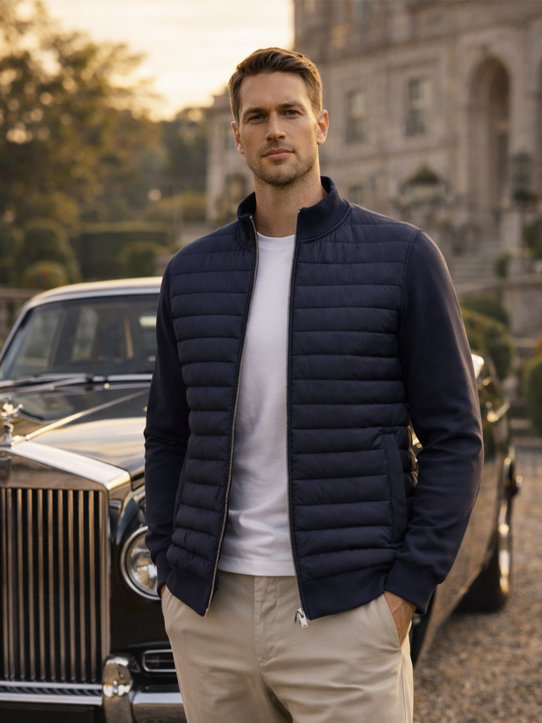 Moderne Herren Übergangsjacke im Steppdesign. Vielseitig für Business Casual & Freizeit im Herbst.