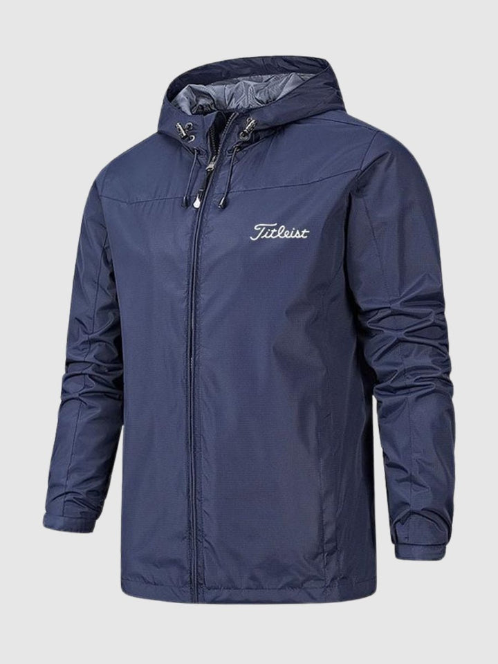 Winddichte, wasserdichte Herrenjacke mit Kapuze, atmungsaktiv und robust für alle Outdoor-Aktivitäten.