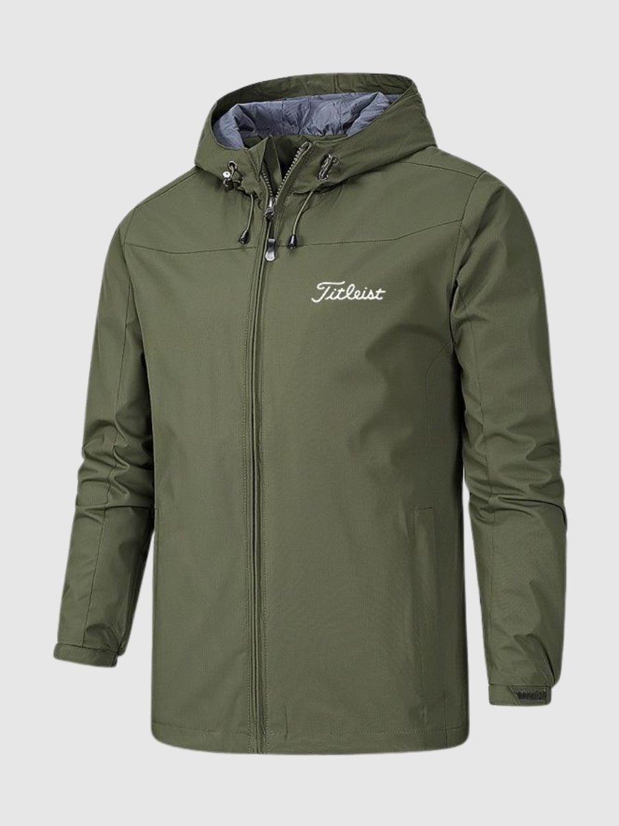 Sportliche Herren Übergangsjacke mit Kapuze, wasserdicht & winddicht, ideal für Wanderungen und Outdoor.