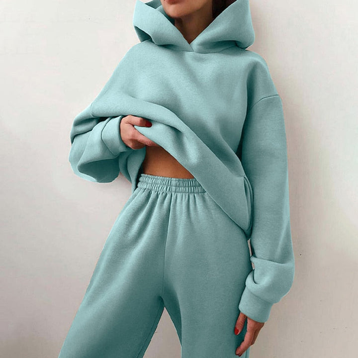 Vielseitiger Damen Freizeitanzug, minimalistisches Design, als Sportbekleidung oder Hausanzug tragbar.