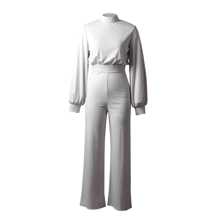 Stylischer Damen Jumpsuit in Schwarz, Gelb oder Weiß, elegant mit Puffärmeln & weitem Bein, ideal für Festlichkeiten.