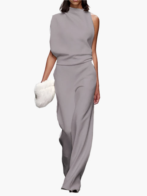 Komfortabler Damen Overall ärmellos mit weitem Bein für Frühling & Sommer.
