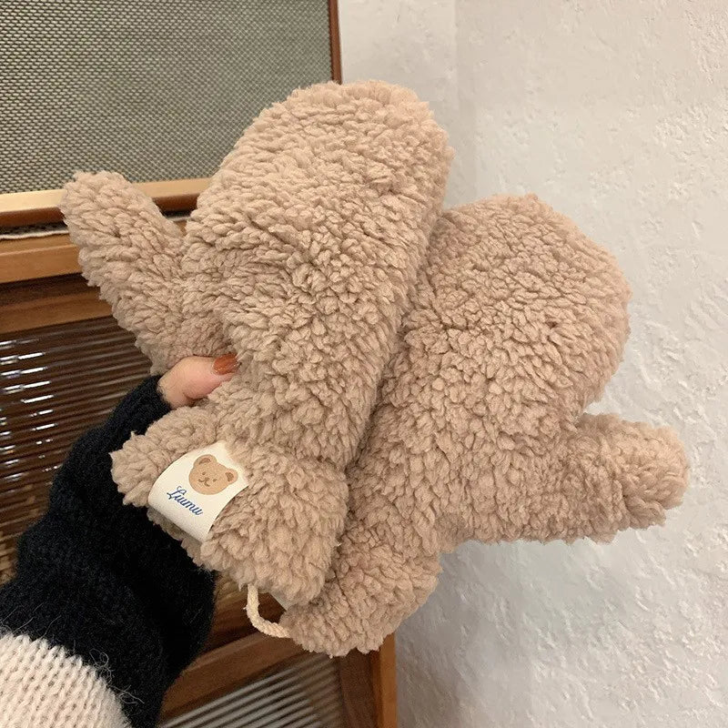 Damen Teddy Fäustlinge, kuschelig warm & weich, perfekt für kalte Wintertage. Schützt stilvoll vor Kälte.