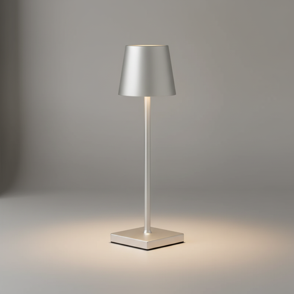 Luminest Aluminium LED Tischlampe, kabellos & dimmbar. Perfekt mobil für Innen- und Aussenbereich.