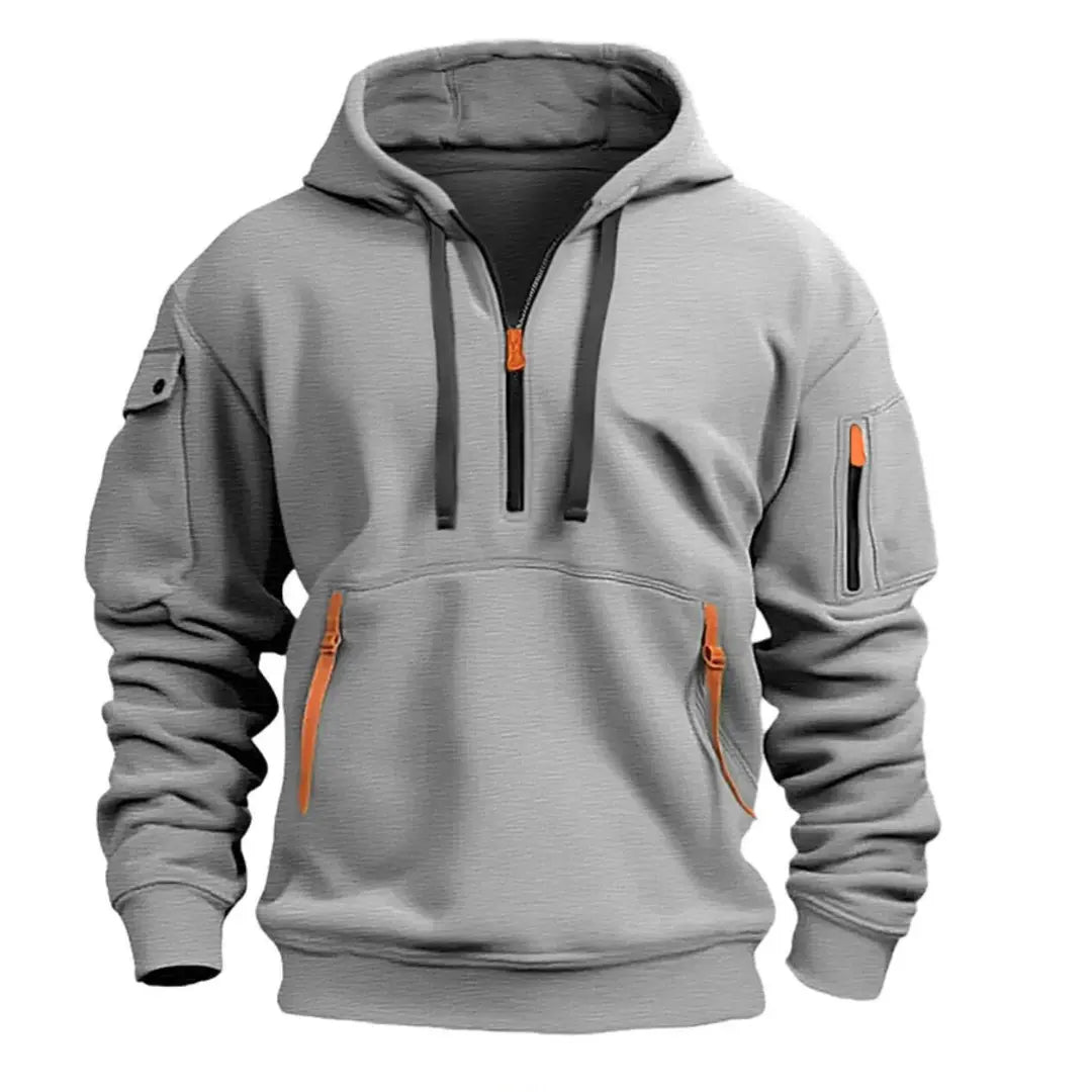 Bequemer Herren Hoodie mit Kapuze, sportlicher Stil, Troyer-Reißverschluss. Perfekt für Komfort in Freizeit & Streetwear.