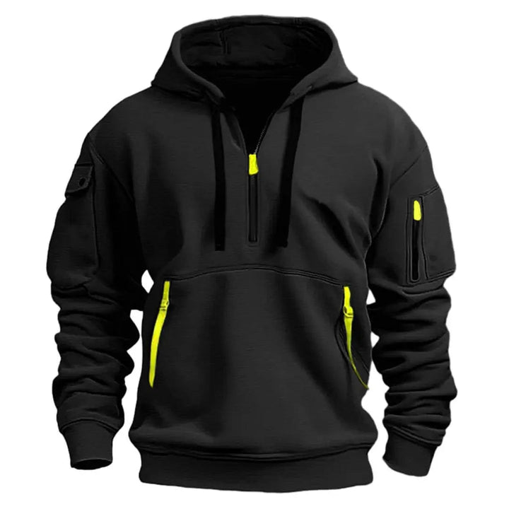 Sportlicher Herren Hoodie mit praktischem Troyer-Reißverschluss. Vielseitiger Kapuzenpullover für Freizeit & Alltag.