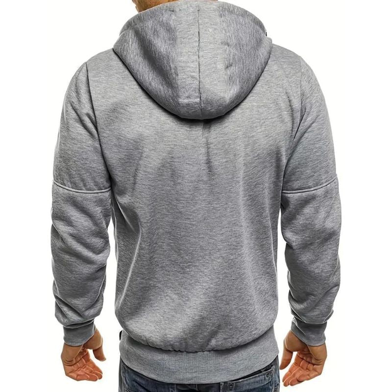 Warmer Herren Zip-Hoodie aus weichem Stoff. Dieser moderne Kapuzenpullover ist ideal für Freizeitbekleidung.