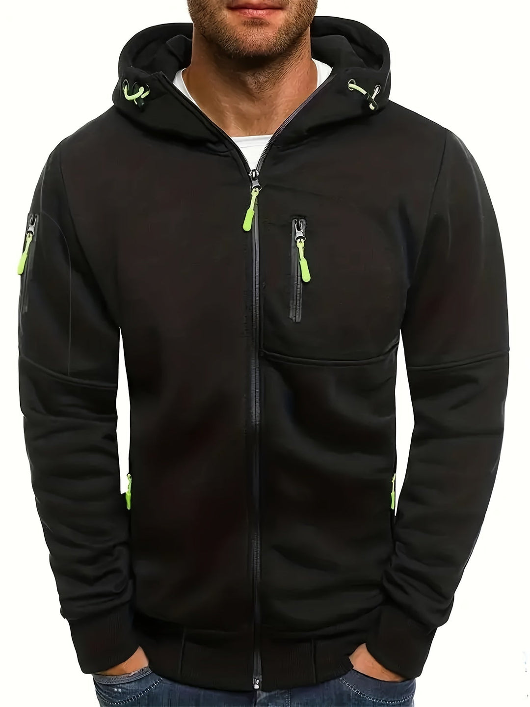 Vielseitiger Herren Zip-Hoodie, sportlicher Kapuzenpullover für Männer. Perfekt für Sport und Freizeit.