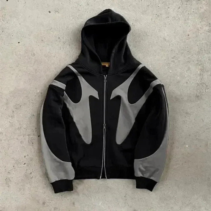 Warmer Herren Hoodie mit Reißverschluss & Kontrastmuster für kühle Tage. Perfekt für Freizeit & Herbst-/Wintermode.
