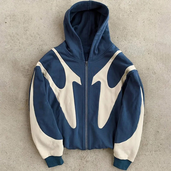 Lässiger Herren Kapuzenpullover mit stilvollem Kontrastmuster. Vielseitiger Reißverschluss Hoodie für Männer Mode.