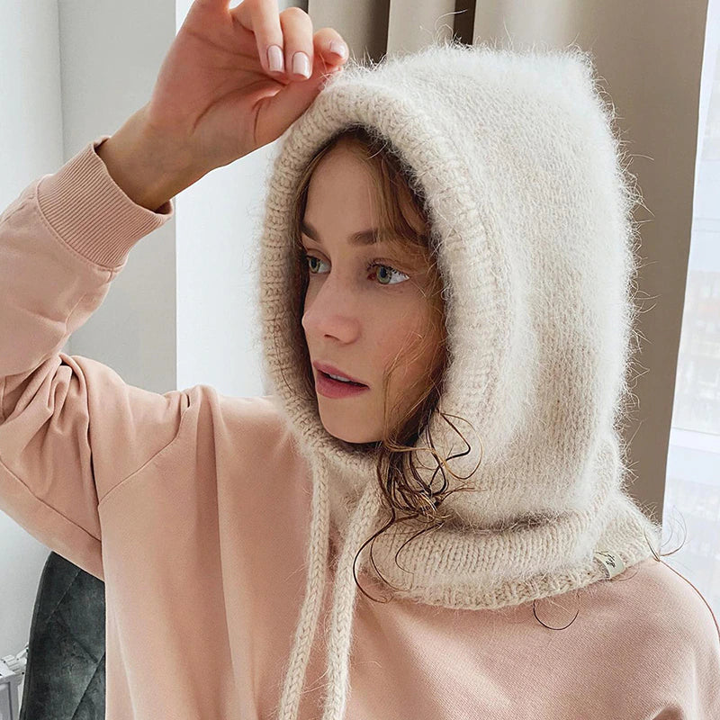 Khaki Damen Kapuzenschal mit Tunnelzug für optimale Passform & Schutz. Einheitsgröße, perfekt für kalte Tage.