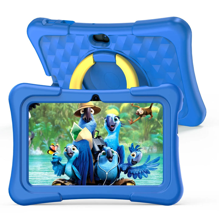 Kinder-Tablet 7 Zoll Android 11, robustes Gehäuse, Kindersicherung für sicheres Lernen und Spielen.