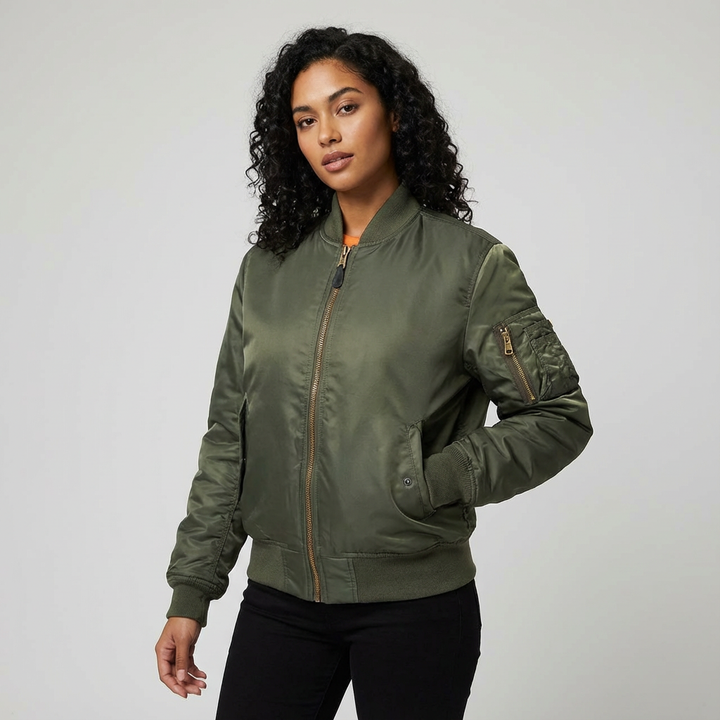 Warme Damen Bomberjacke für kühle Übergangstage, sportlich-eleganter Schnitt.