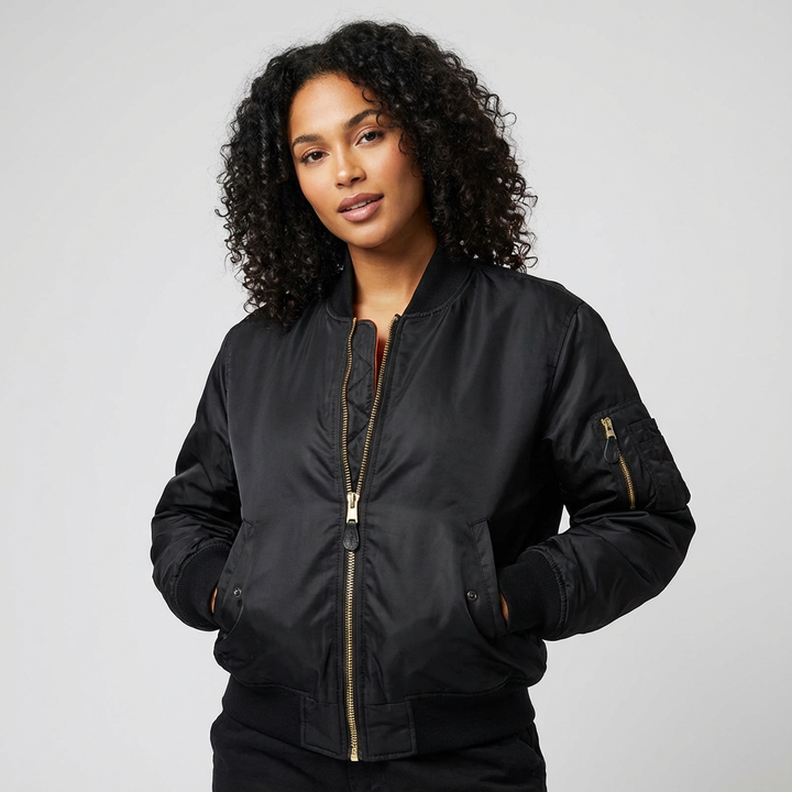 Elegante Damen Bomberjacke, vielseitig kombinierbar. Deine neue Frühlingsjacke oder Herbstjacke.
