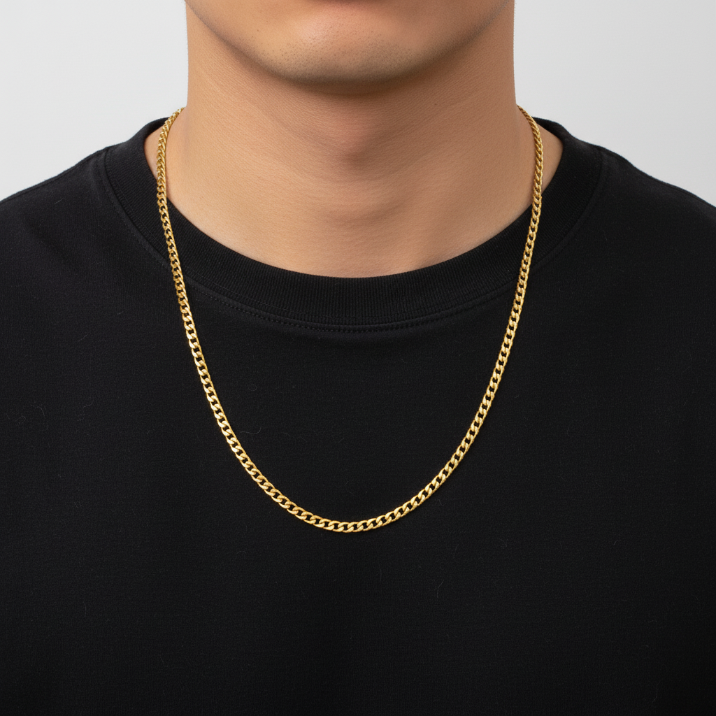 Markante Herrenkette, klassische Gliederkette in Schwarz. Robustes & elegantes Accessoire für Herren.