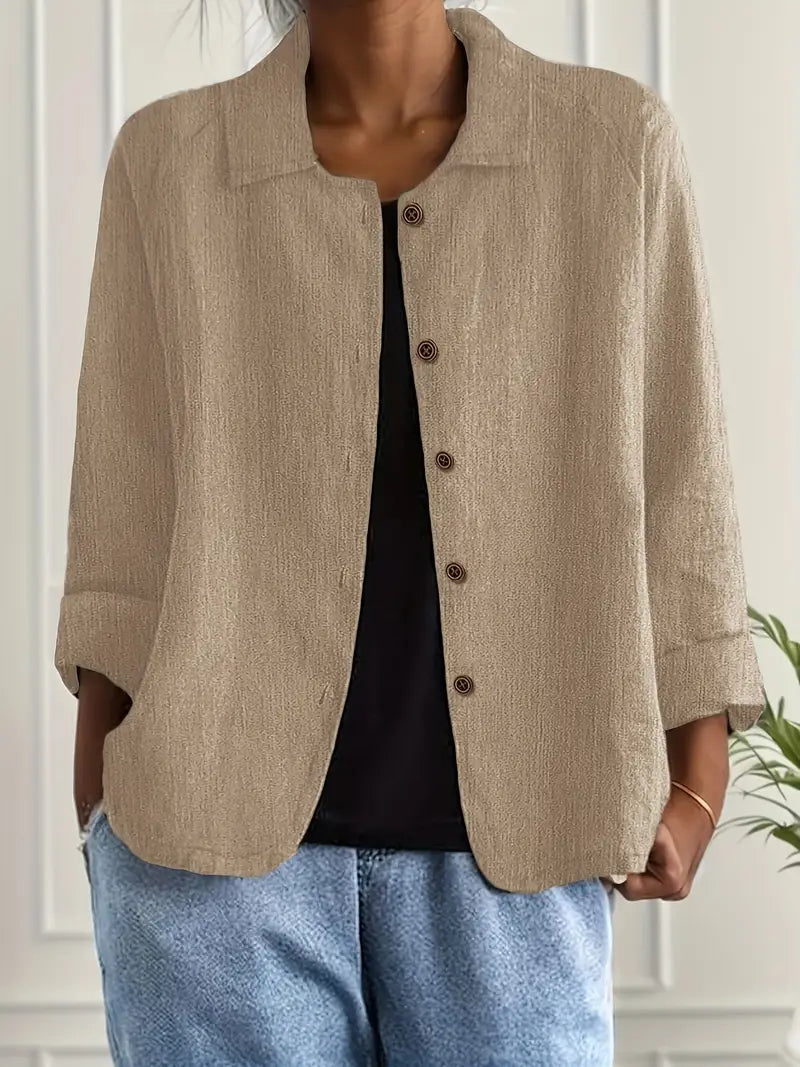 Zeitlose weiße Damen Übergangsjacke mit Knopfleiste, ideal für elegante Frühlings-Looks.