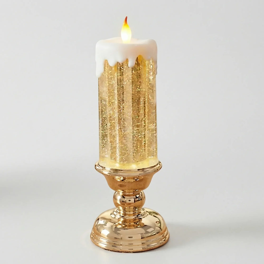Funkelnde LED-Glitzerkerze mit sanftem Farbwechsel, ideal für sichere & flammenlose Innenraumdekoration.