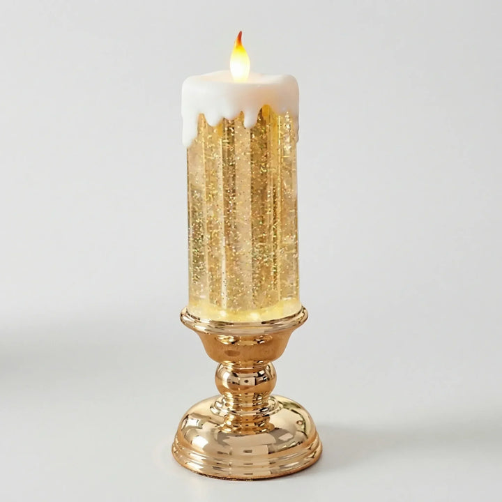 Funkelnde LED-Glitzerkerze mit sanftem Farbwechsel, ideal für sichere & flammenlose Innenraumdekoration.